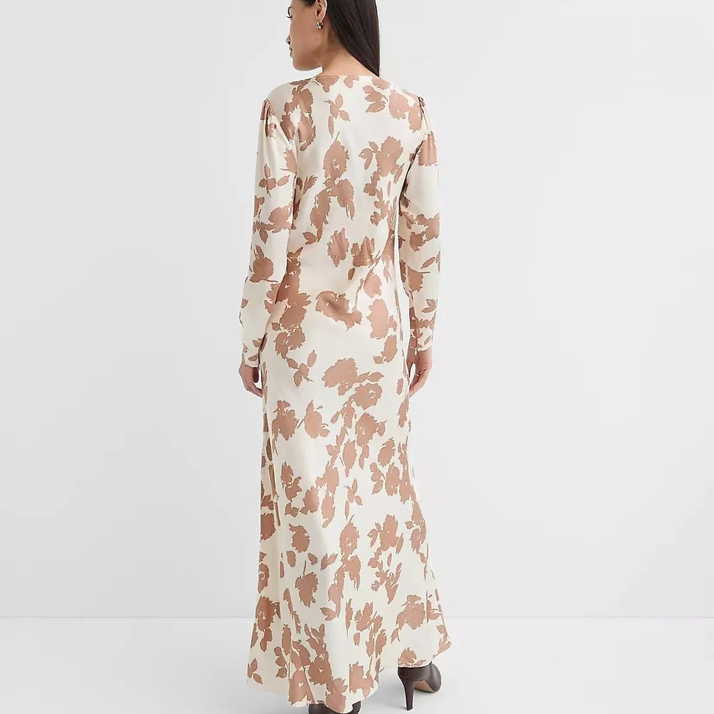 LOFT Cream Maxi Dress with Tan Floral Print - Picture 3 of 3